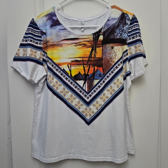 Lanca Perfume Womens T-Shirt Size Medium Aztec Art Southwestern Festival Boho - Picture 1 of 6